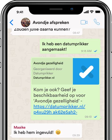 in whatsapp datumprikker|